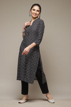 Black LIVA Straight Kurta image number 0